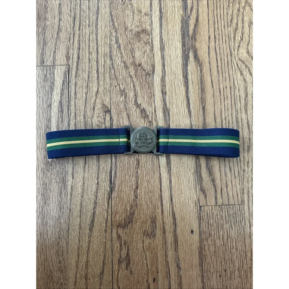 Ralph Lauren Blue Green Yellow Stripe Elastic Belt Buckle Preppy Kids 20''